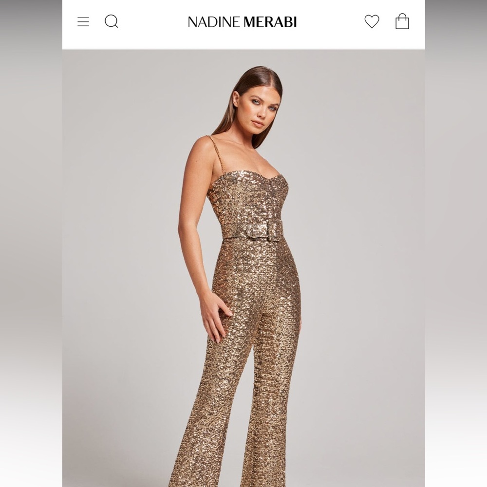 Nadine Merabi Gold Jumpsuit